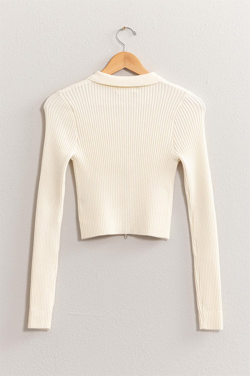 HYFVE Ribbed Double Zip Cropped Cardigan.