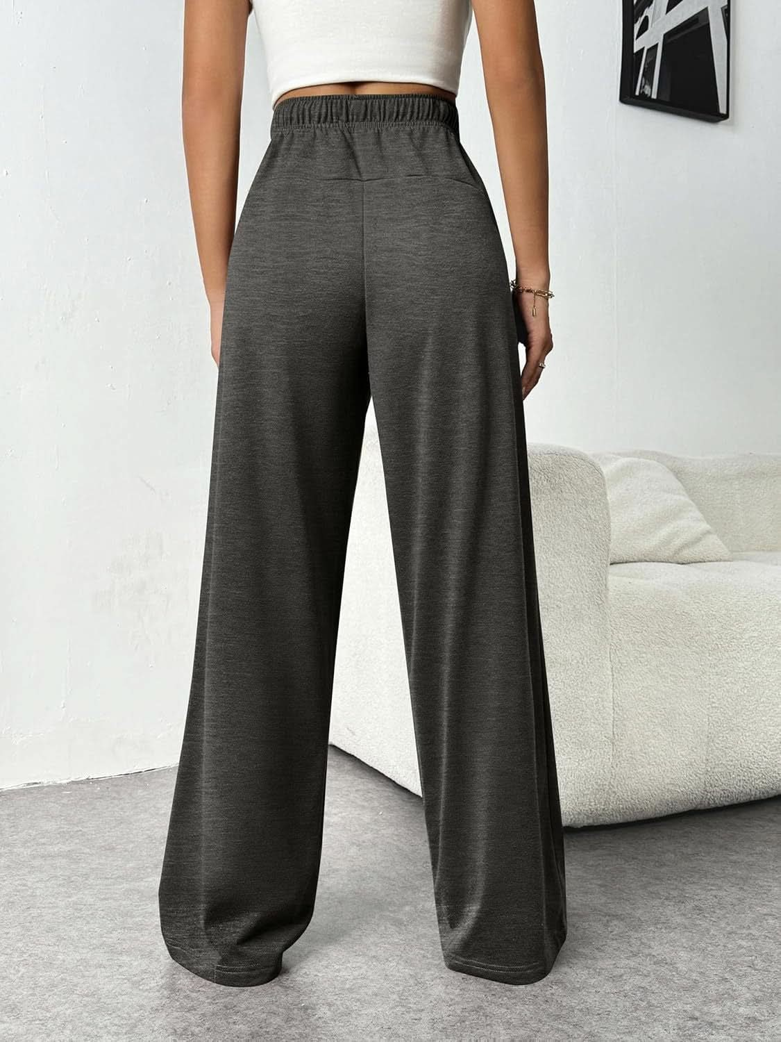 Drawstring Wide Leg Pants with Pockets