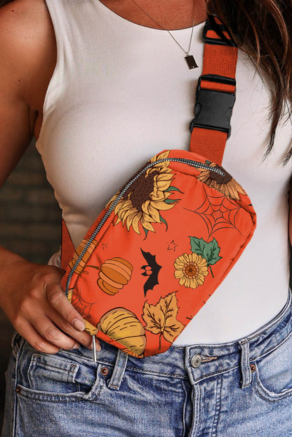 Pumpkin and sunflower Halloween crossbody bag