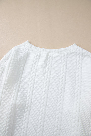 Chic white cable knit plus size top