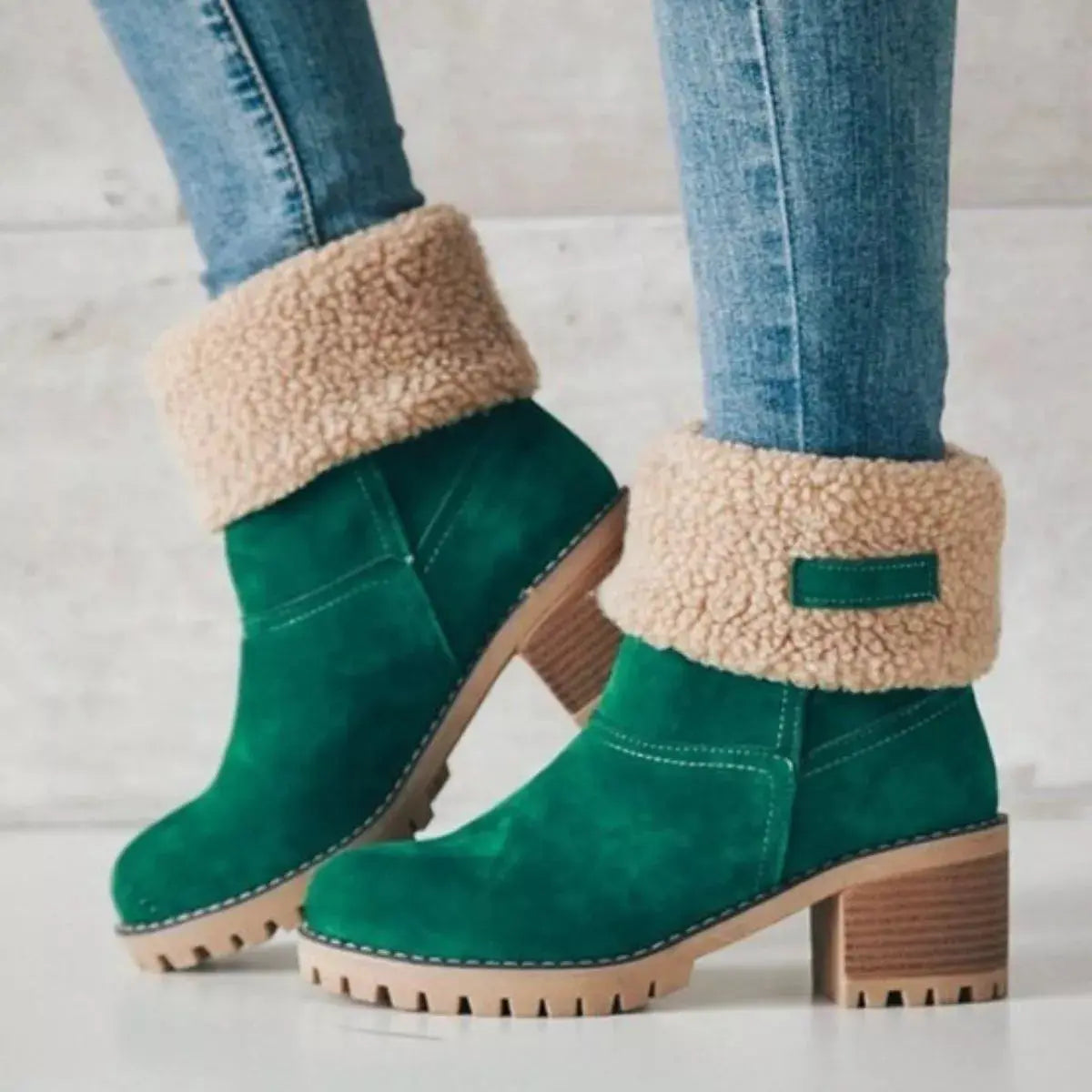 Round Toe Block Heels Boots Simply Love