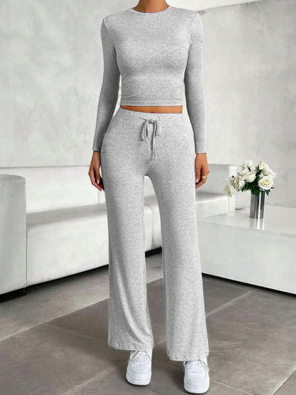 Casual Chic Long Sleeve Top and Jogger Pants Ensemble