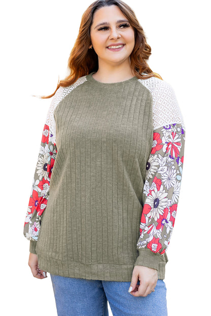 Vineyard green plus size floral blouse