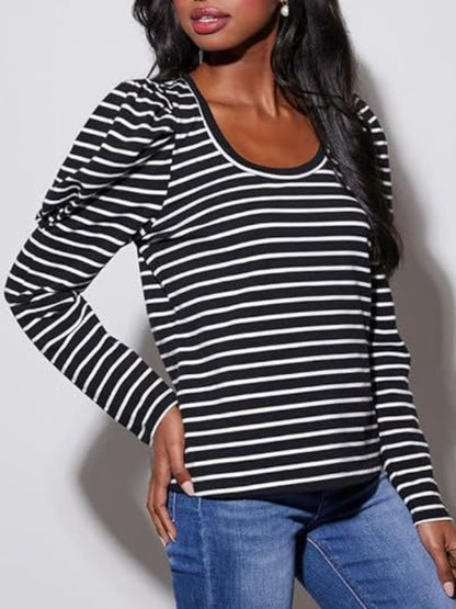 Stylish striped long sleeve tee for versatile fashion