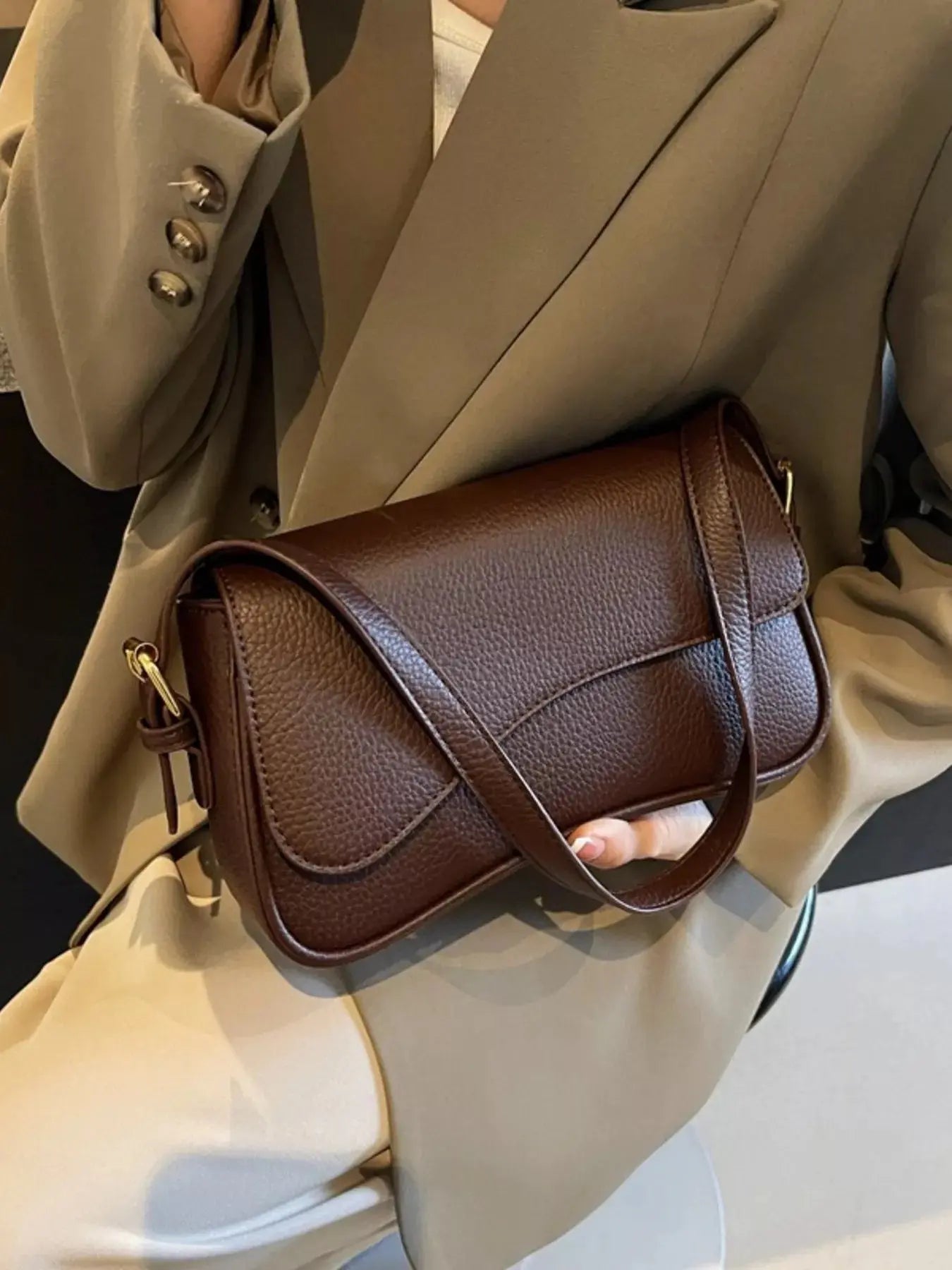 Solid Color Leather Crossbody Bag Simply Love