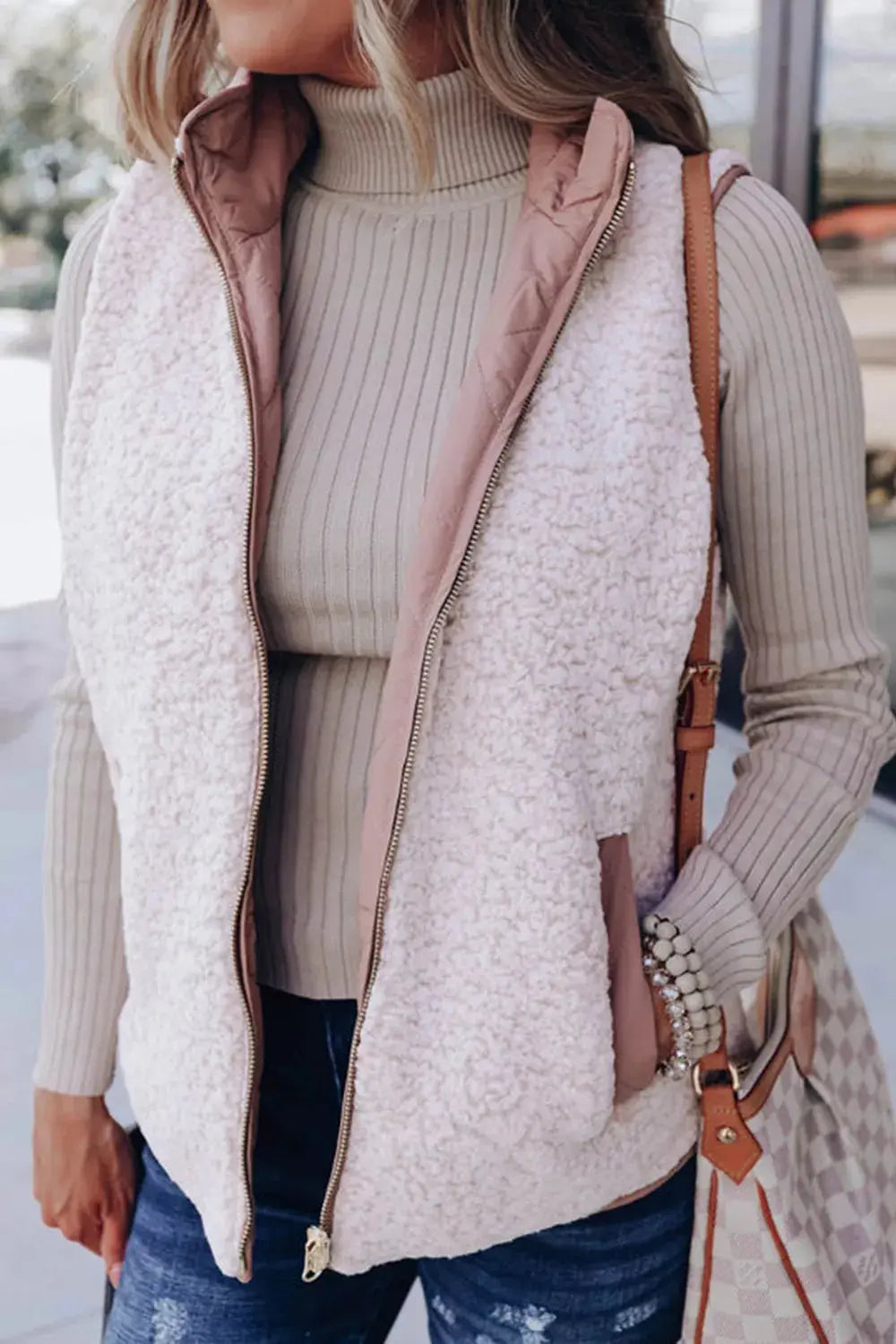 Quilted Sherpa-Lined Vest Coat Simply Love