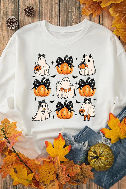 Halloween pumpkin and ghost graphic sweatshirt