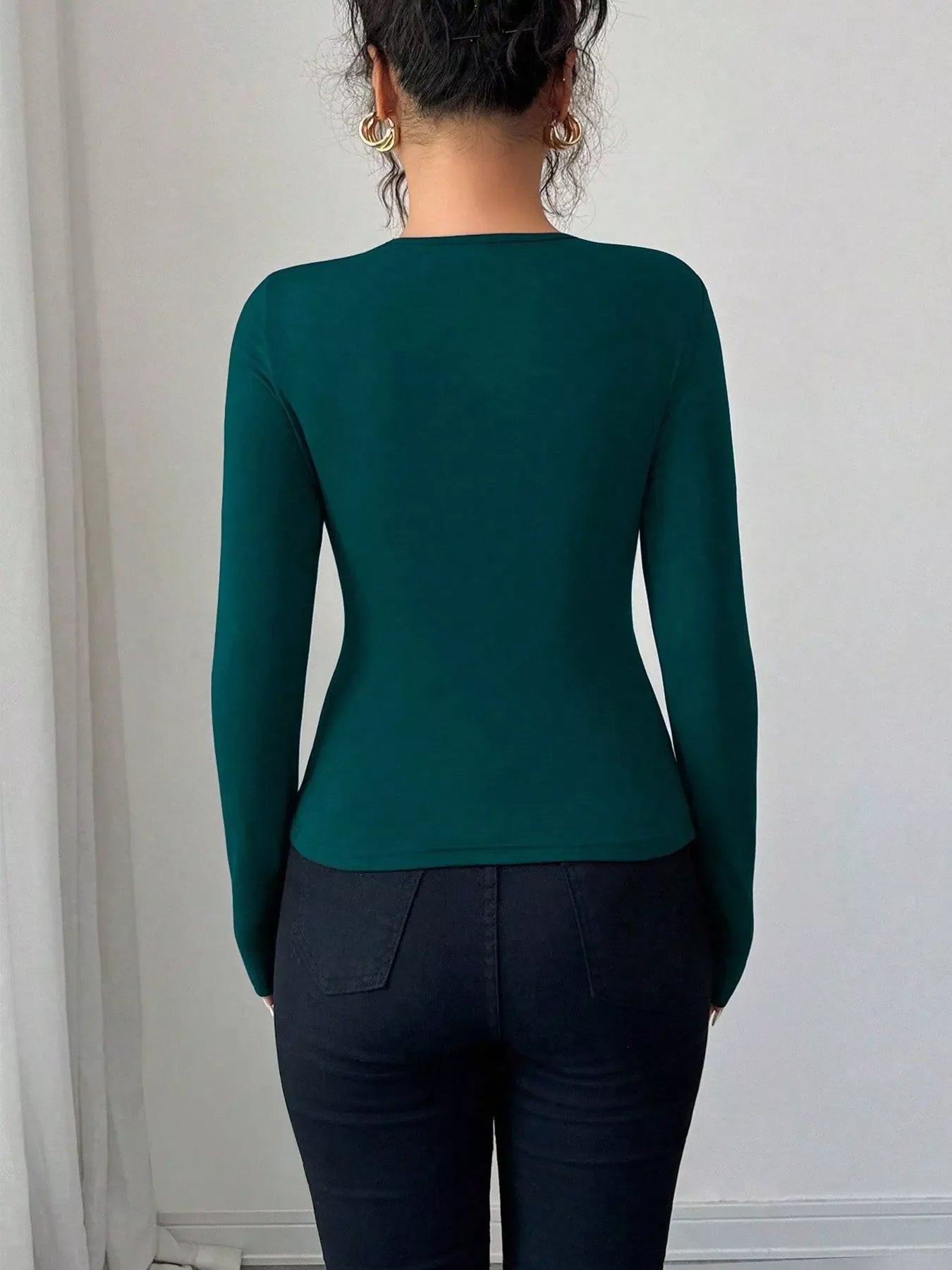 Twist Front Ring Detail Long Sleeve T-Shirt Simply Love