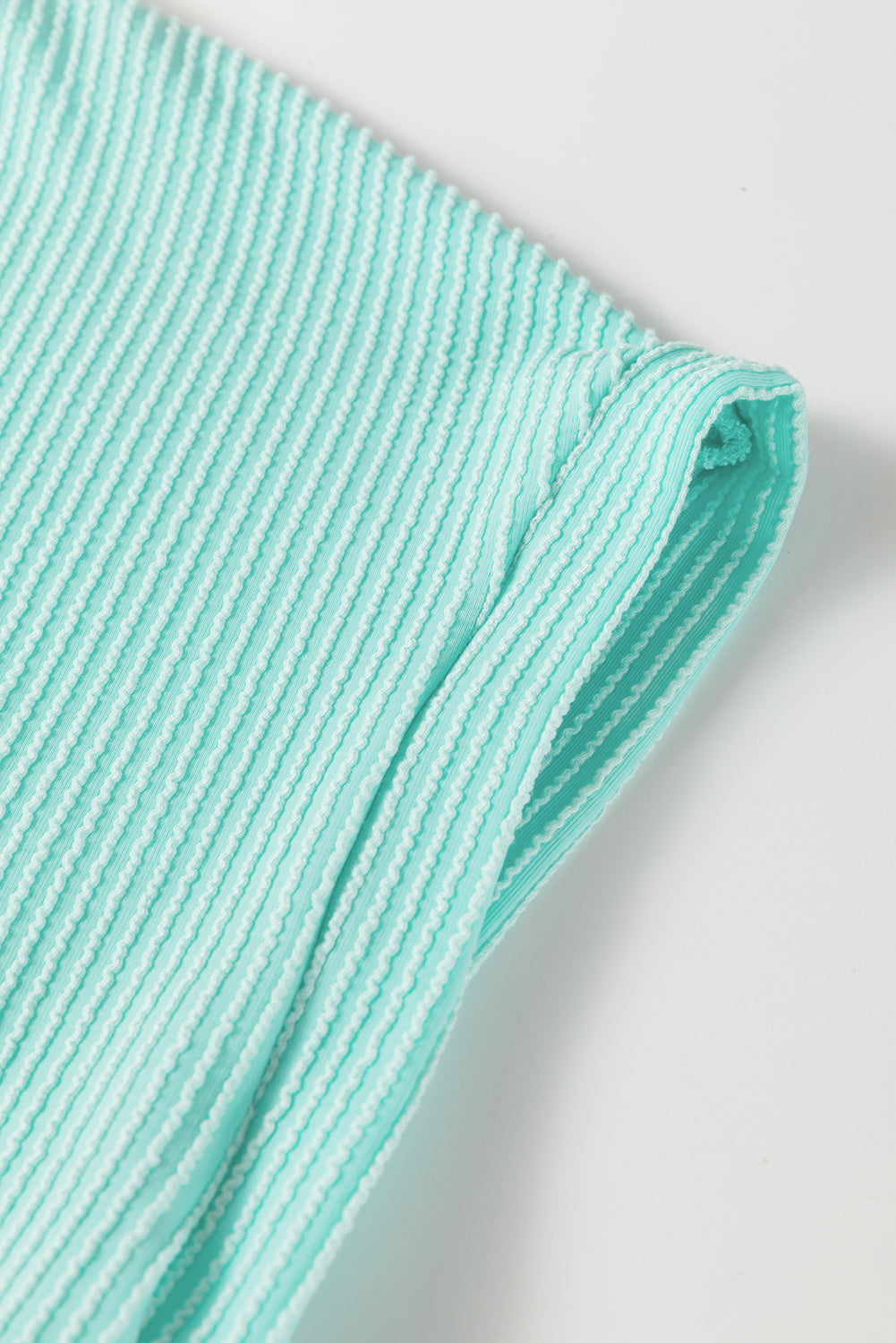 Light Blue Twisted Rib Contrast Pocket Knit Crew Neck Plus Size T Shirt Love Salve