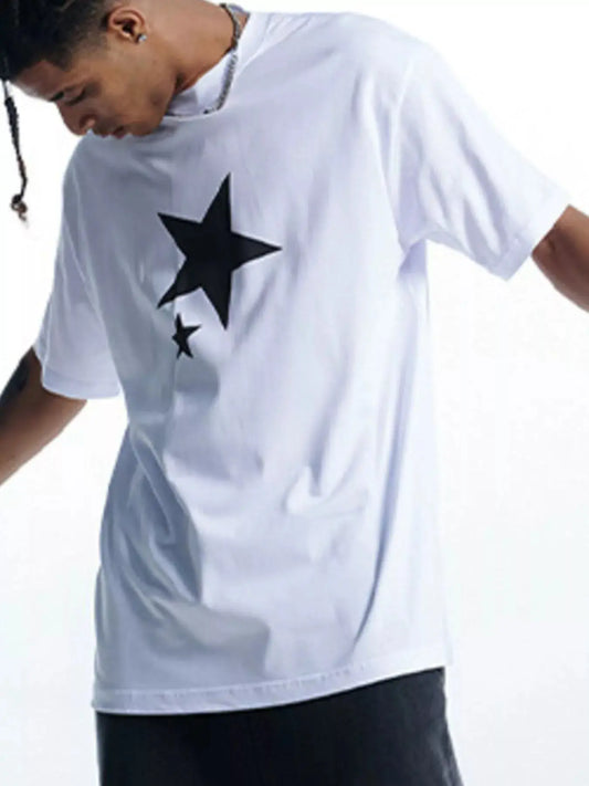 Men's Star Round Neck Relaxed Fit T-Shirt Simply Love