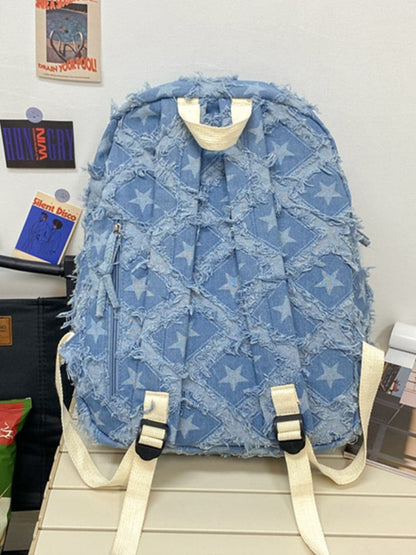 Starry sky denim backpack