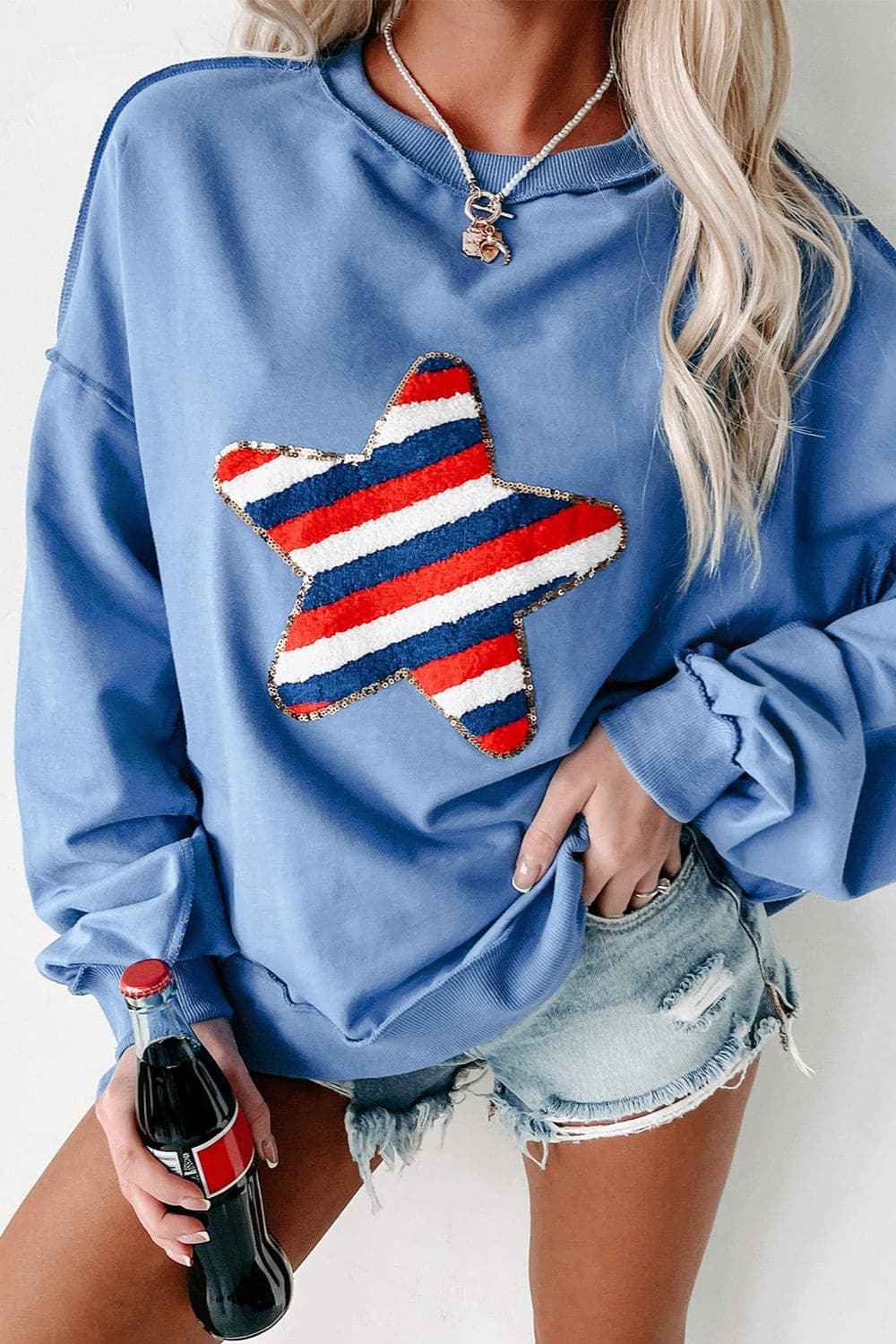 Sleek seam detail long sleeve sweatshirt