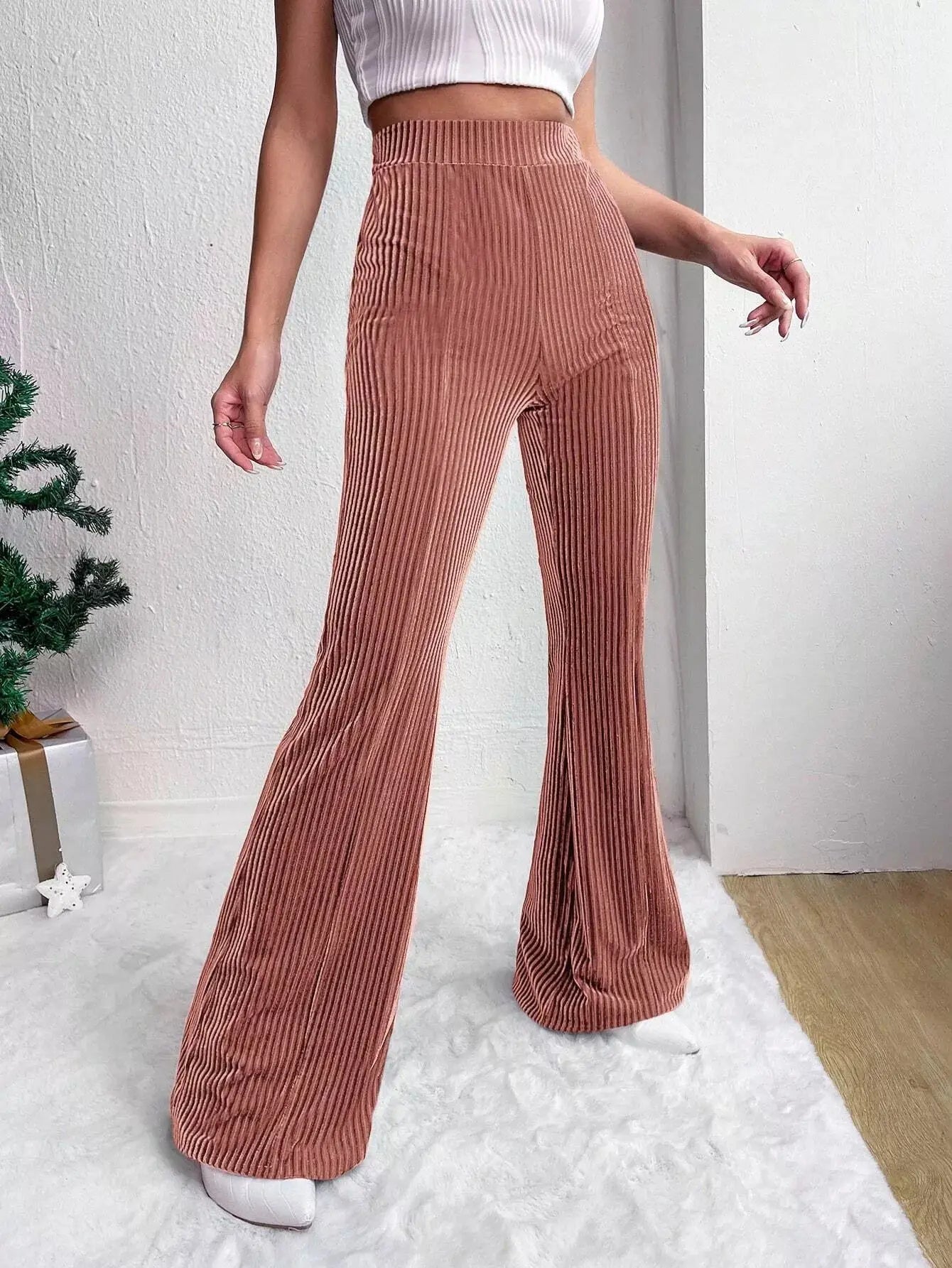 Corduroy High Waist Flare Pants Simply Love