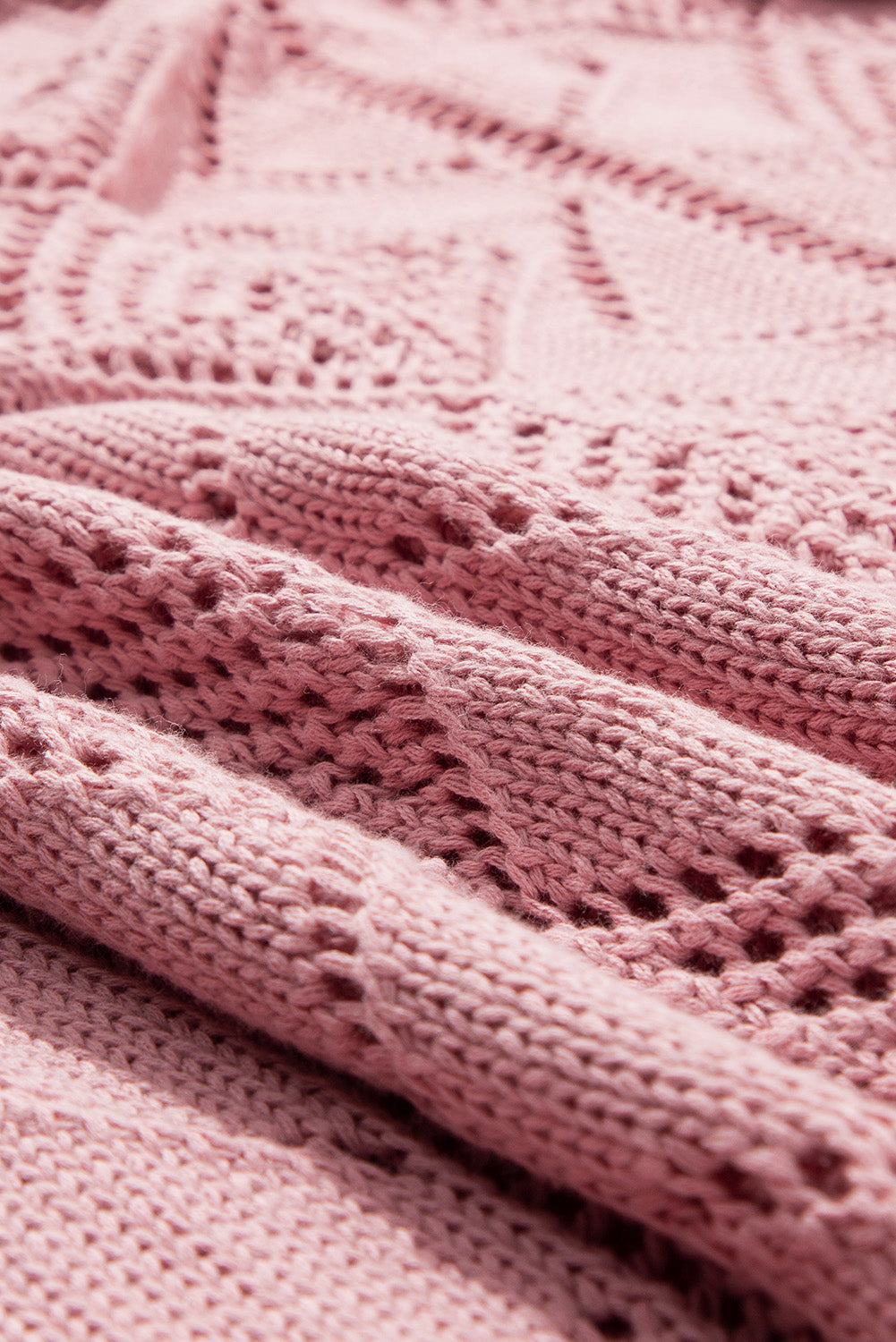 Plus size pink open knit cardigan