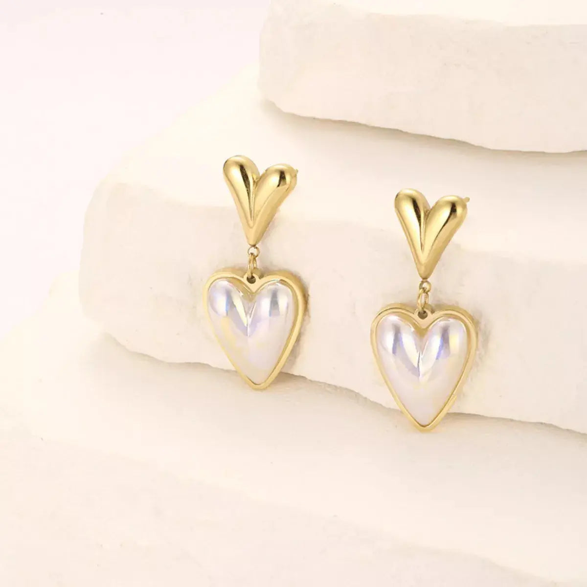 Heart-Shaped Pearl Drop Earrings Simply Love