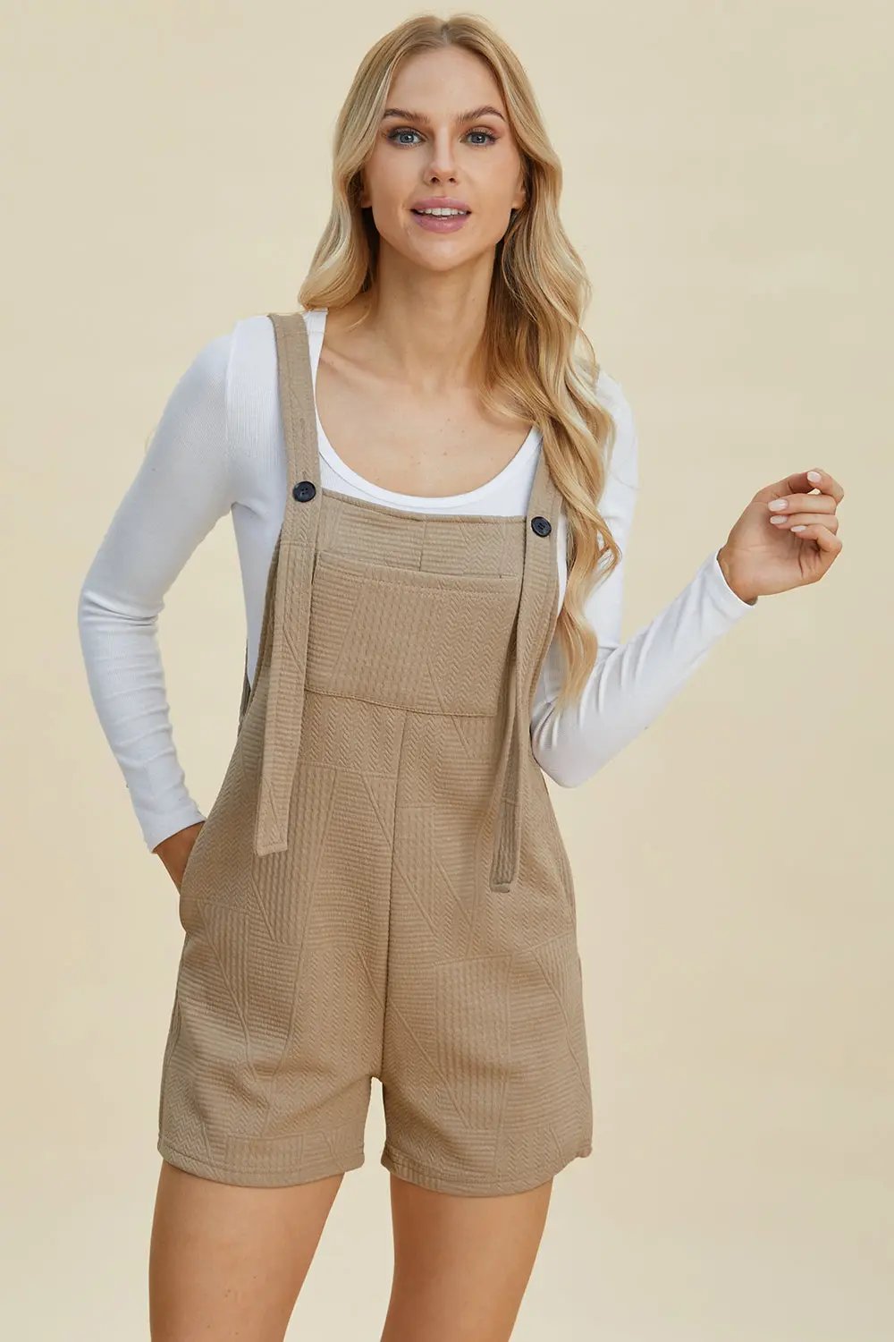 Double Take Full Size Texture Sleeveless Romper - Love Salve