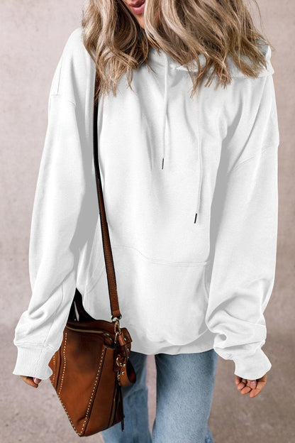 Sheer drawstring pocket hoodie with long sleeves