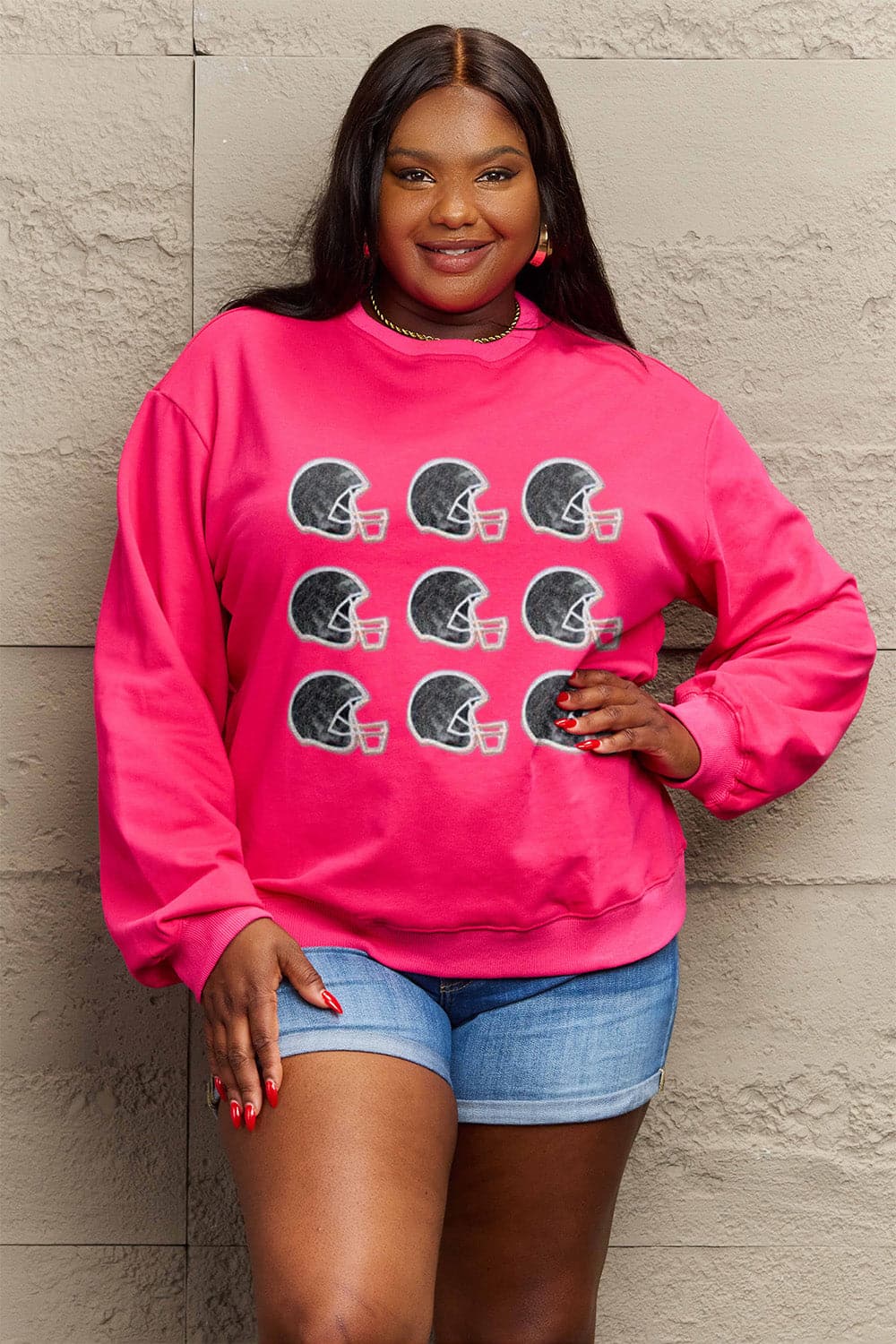 Simply Love Full Size Graphic Round Neck Sweatshirt.