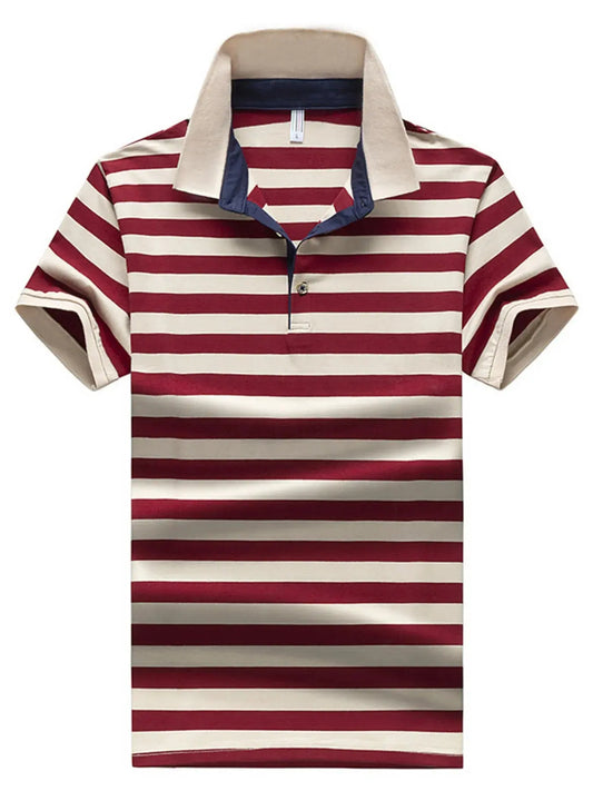 Men's Plus Size Striped Short Sleeve Polo Shirt Simply Love