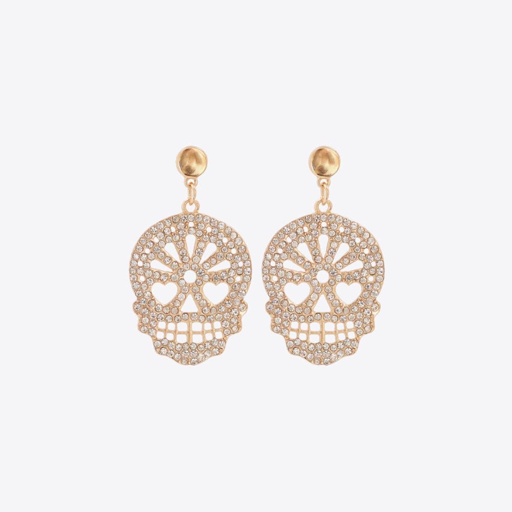 Rhinestone skull earrings in alloy