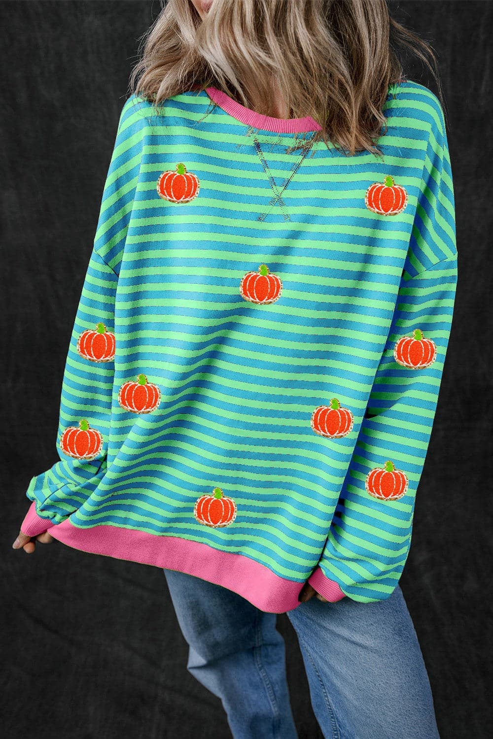 Pumpkin Striped Long Sleeve SweatshirtFeatures: Sequin
Sheer: Opaque
Stretch: Slightly stretchy
Material composition: 95% cotton, 5% elastane
Care instructions: Machine wash cold. Tumble dry low.
ImporteLove Salve Pumpkin Striped Long Sleeve SweatshirtSweatshirts & Hoodies