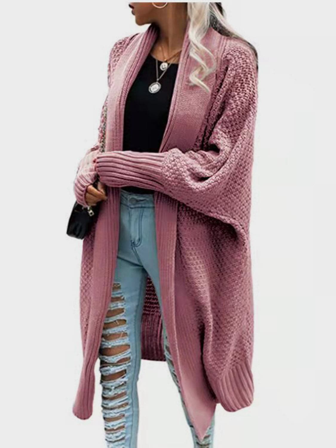 Open Front Long Sleeve Cardigan.