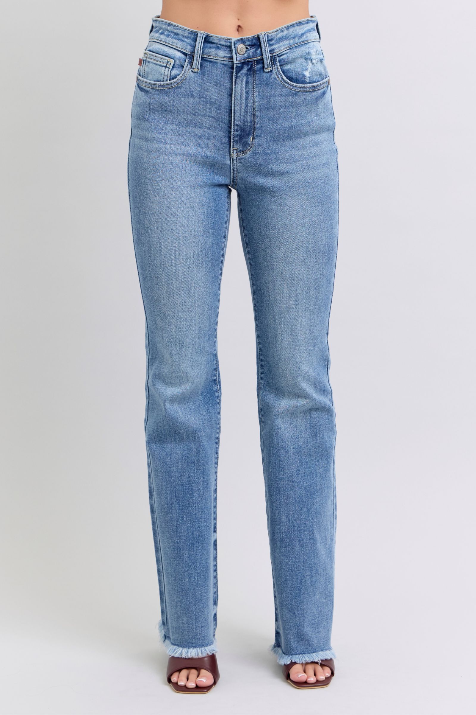 Judy Blue Full Size Raw Hem High Rise Bootcut Jeans - Your Go-To Stylish Denim Coco’s Tee Boutique
