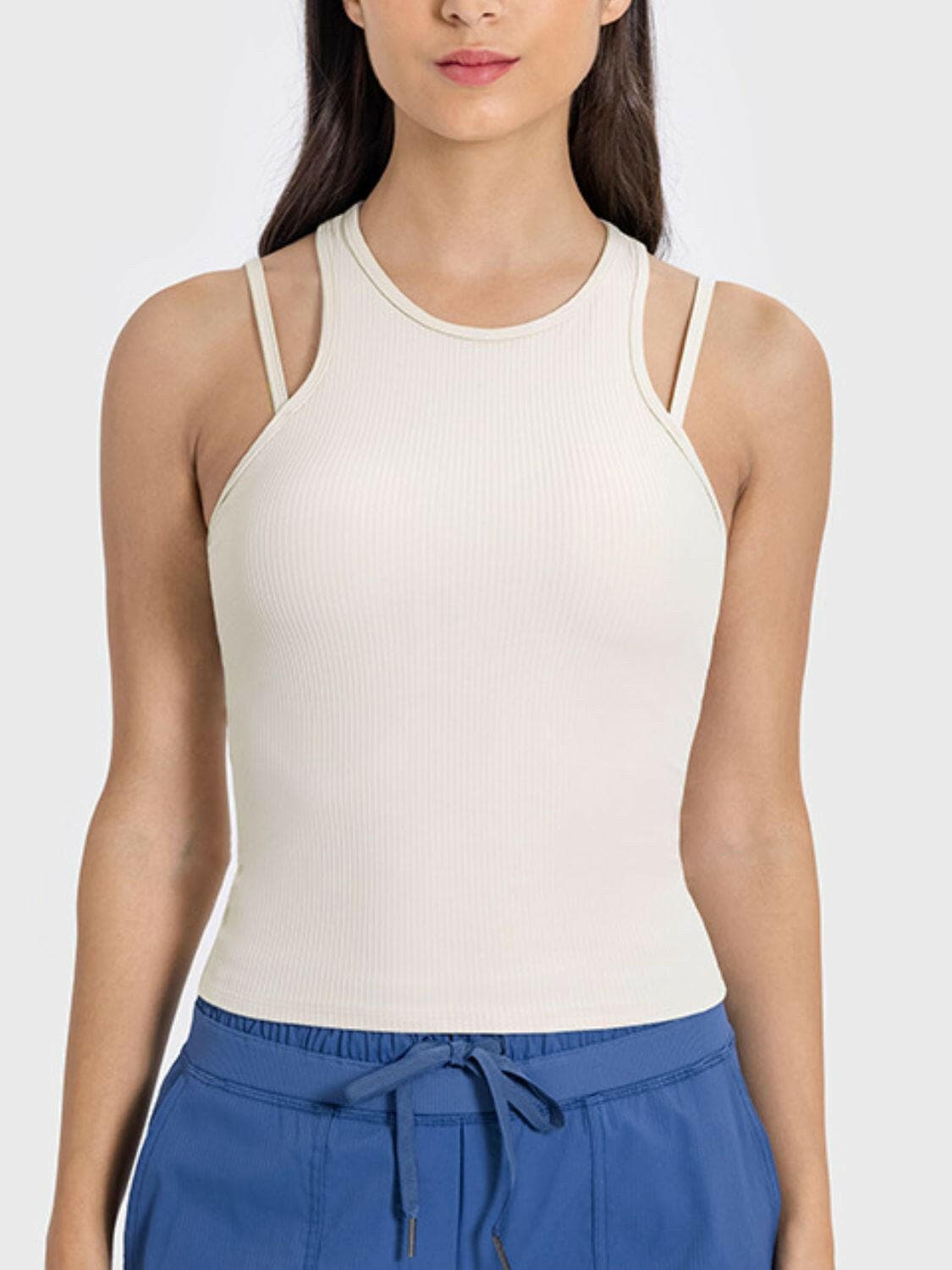 Cutout Round Neck Racerback Active Tank.