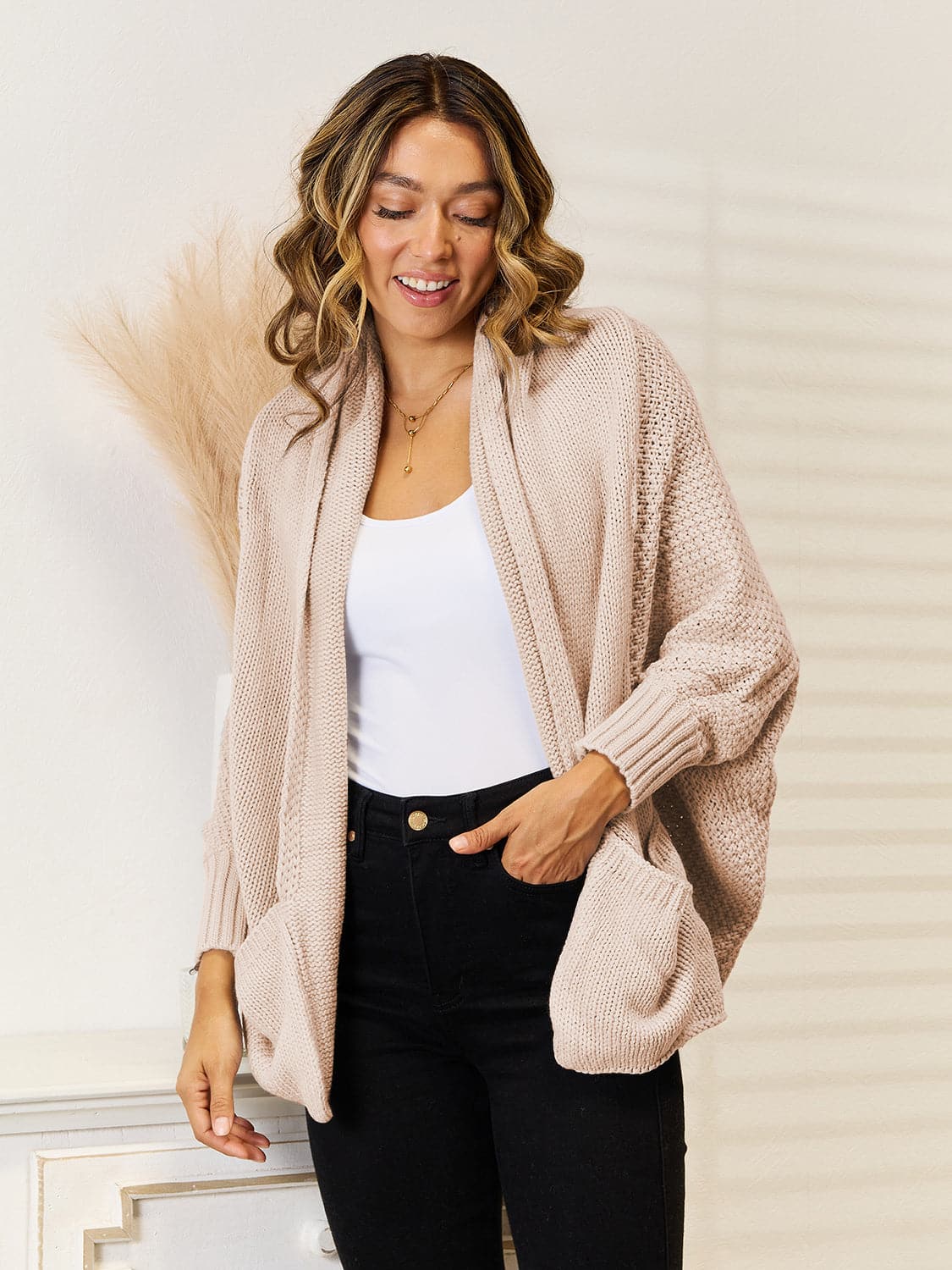 Open Front  Cardigan with Pockets.