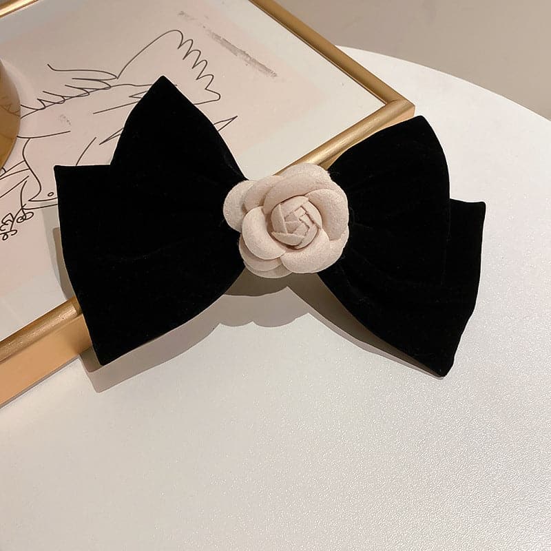 Rose Trim Bow Hair Clip.