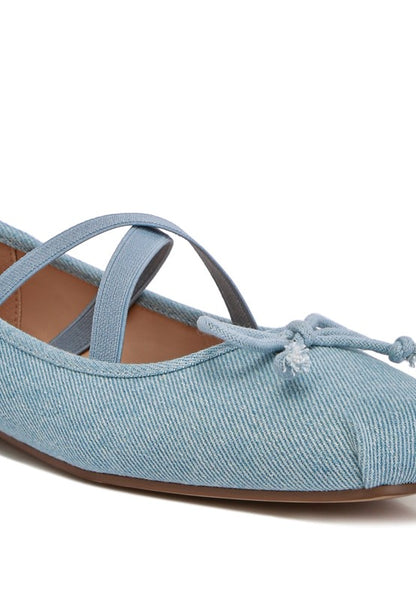 Arimer denim criss-cross flats