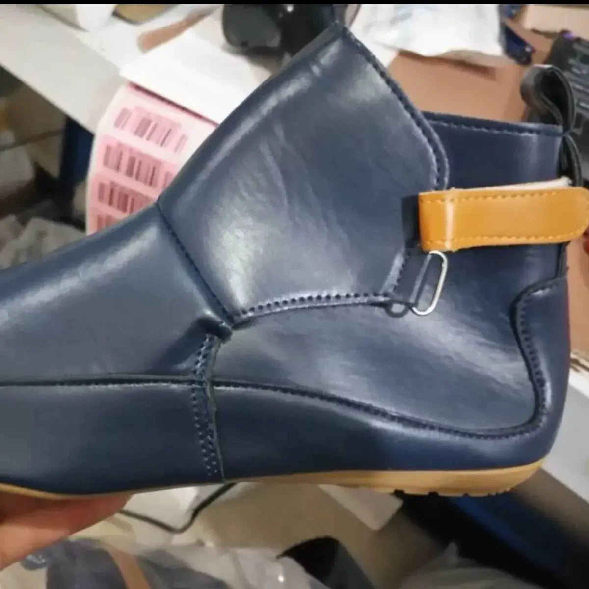 Women PU Leather Ankle Boots Flat Heel Rubber Sole Simply Love