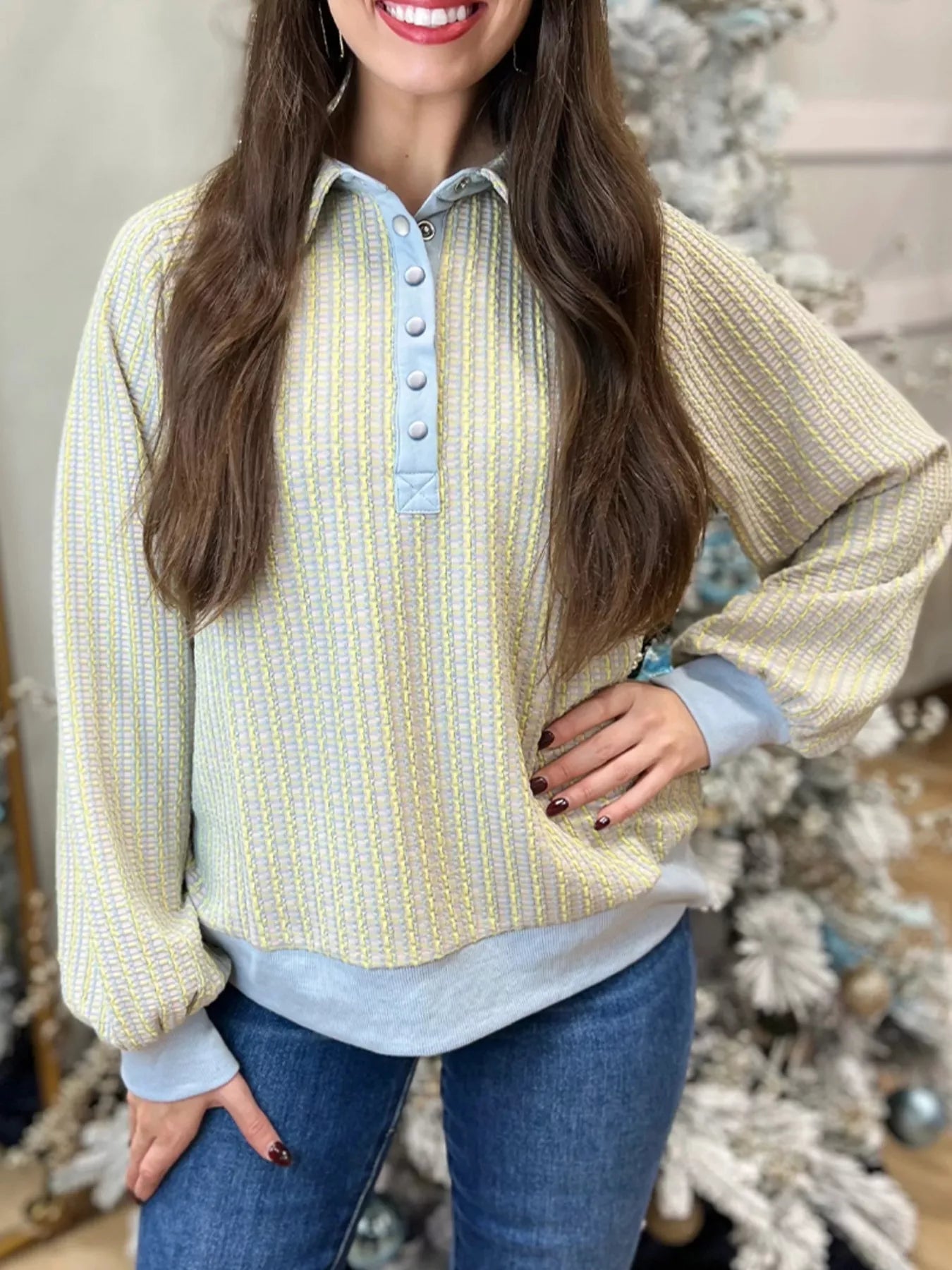 Half Snap Long Sleeve Sweatshirt Simply Love