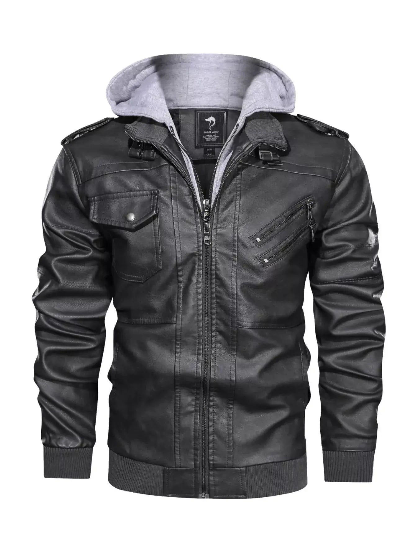 Mens Hooded Faux Leather Moto Jacket Plus Size With Zipper Pockets Simply Love