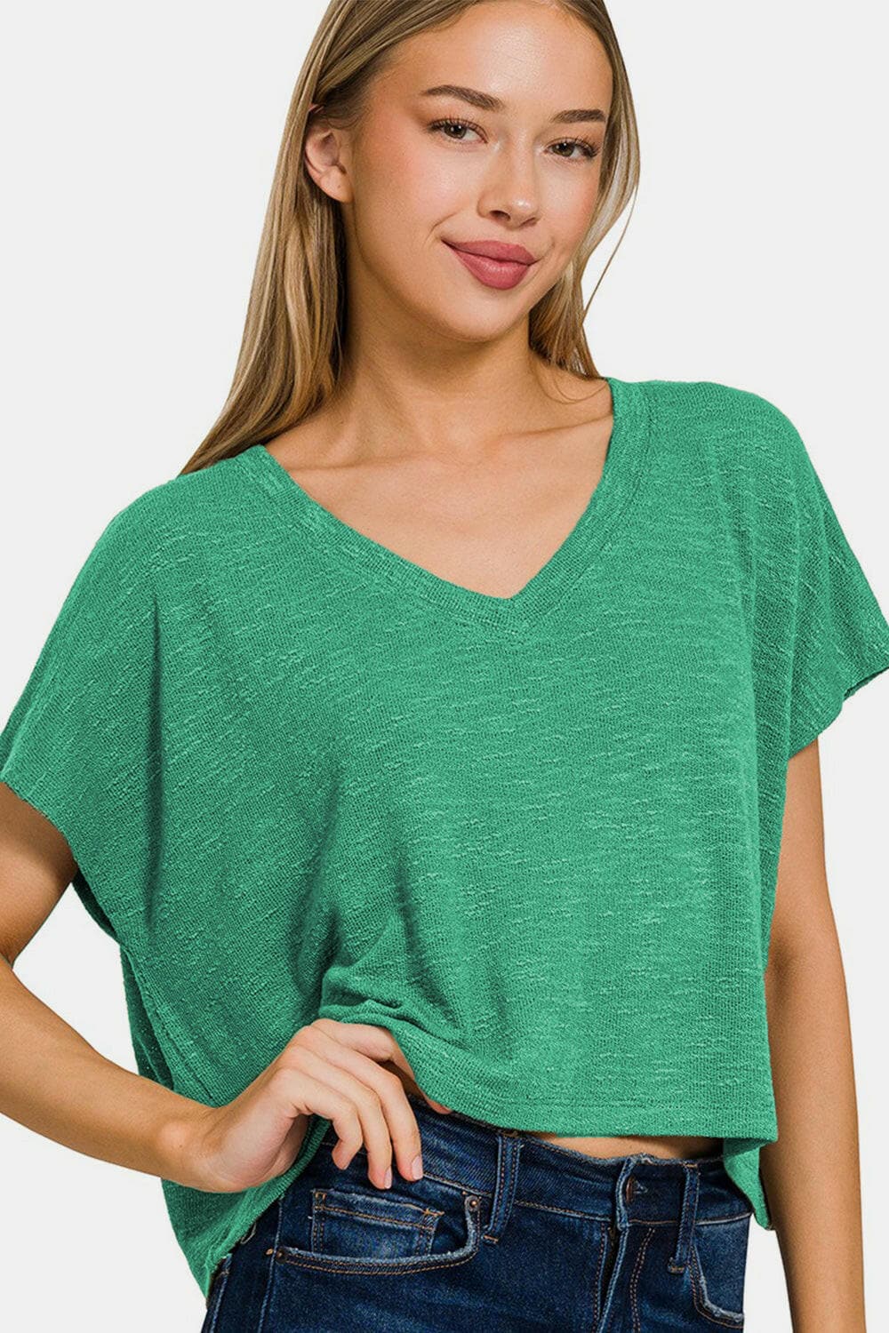 Zenana V-Neck Short Sleeve T-ShirtUpgrade Your Wardrobe with the Zenana V-Neck Short Sleeve T-Shirt
 The Zenana V-Neck Short Sleeve T-Shirt is not just an ordinary tee; it is a must-have fashion piecLove Salve -Neck Short Sleeveusa