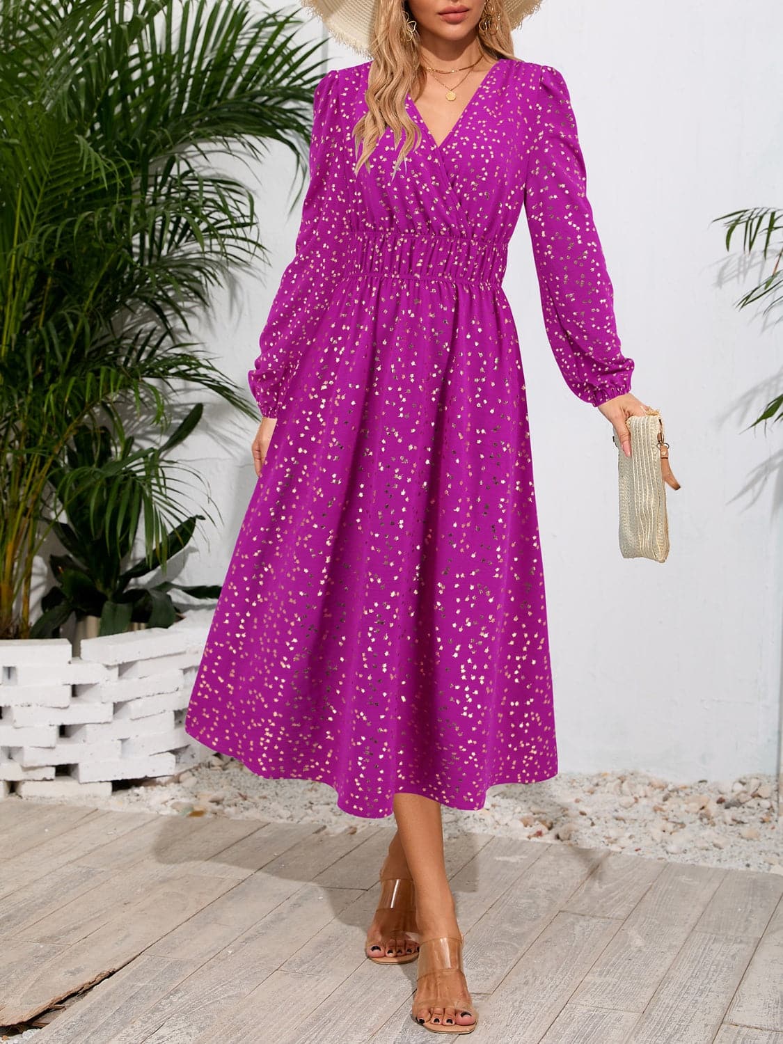 Floral Midi Dress with Long Sleeves