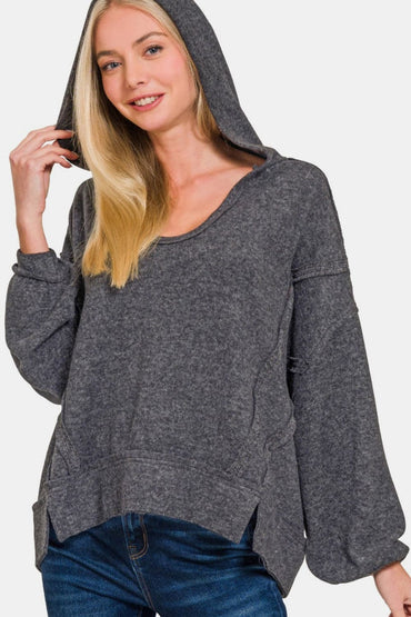 Zenana cozy brushed Hacci hoodie