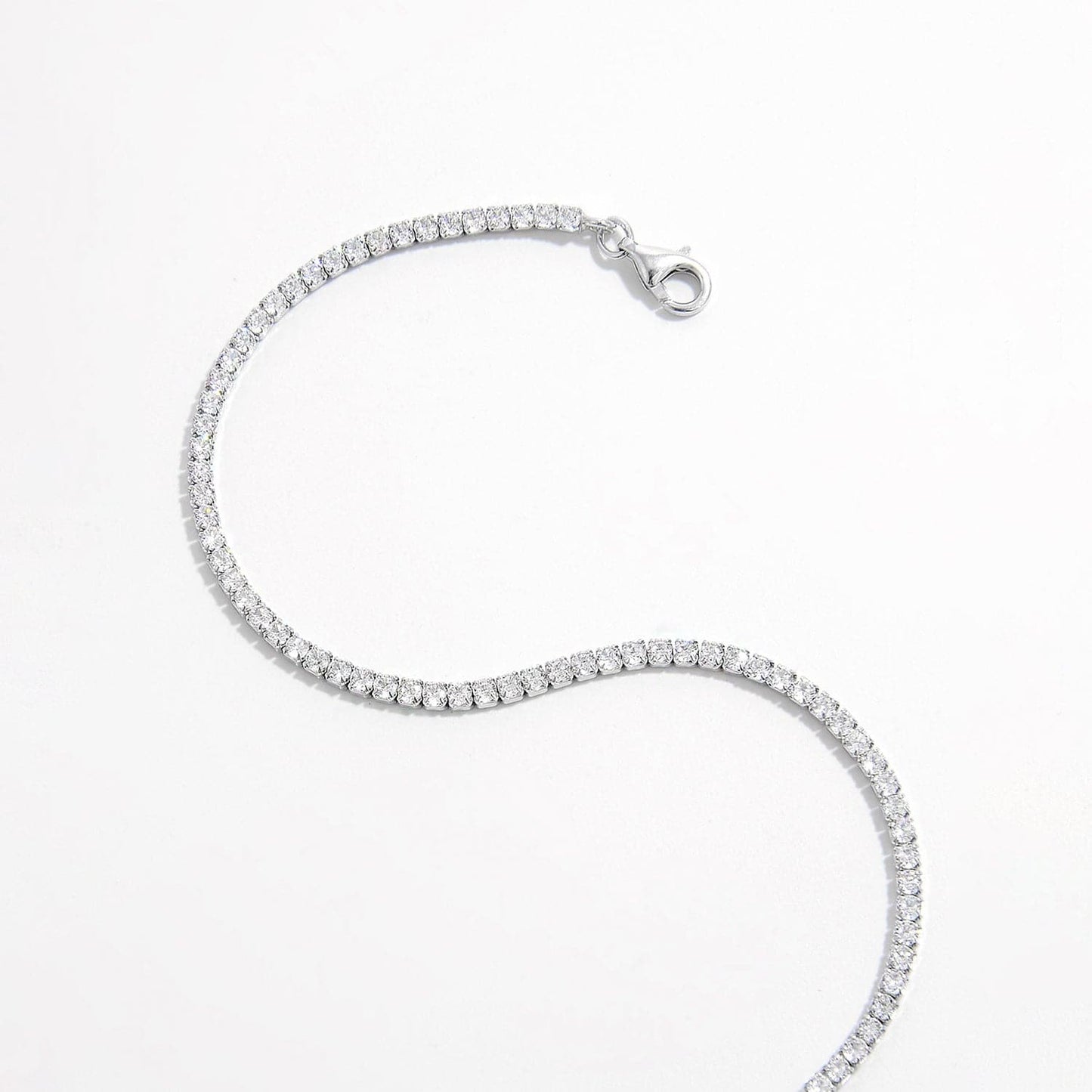 925 Sterling Silver Inlaid Zircon Bracelet.