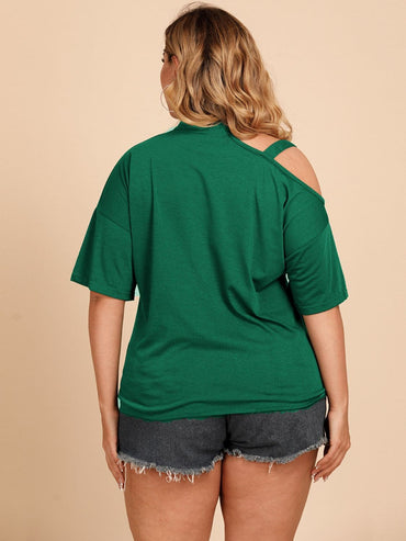 Plus Size Tied Cold-Shoulder Tee Shirt.