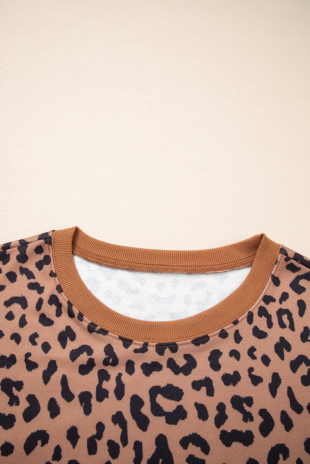 Khaki Leopard Patchwork Striped Loose Plus Size Sweatshirt Dear-Lover Dropshipping