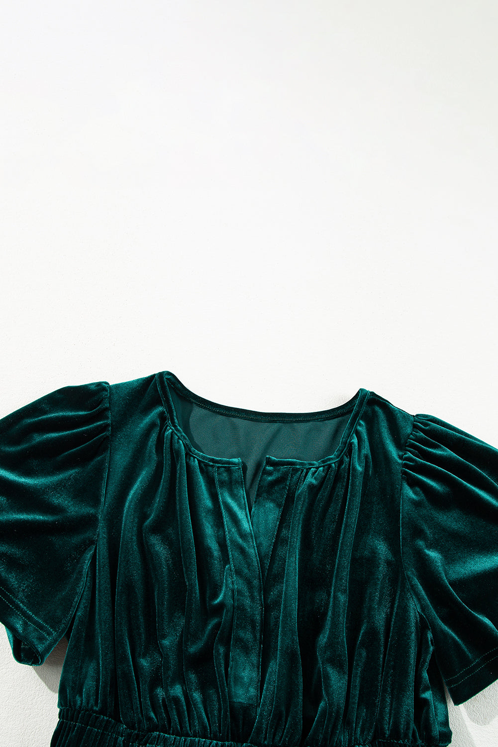 Evergreen velvet tiered maxi dress