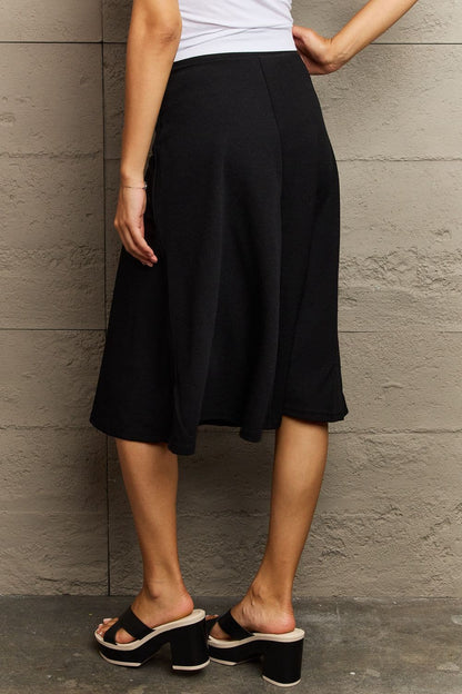 Ninexis Wide Waistband Knee Length Skirt.