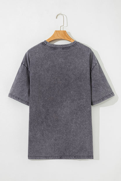 Medium Grey TEXAS Steer Head Graphic Mineral Wash T Shirt