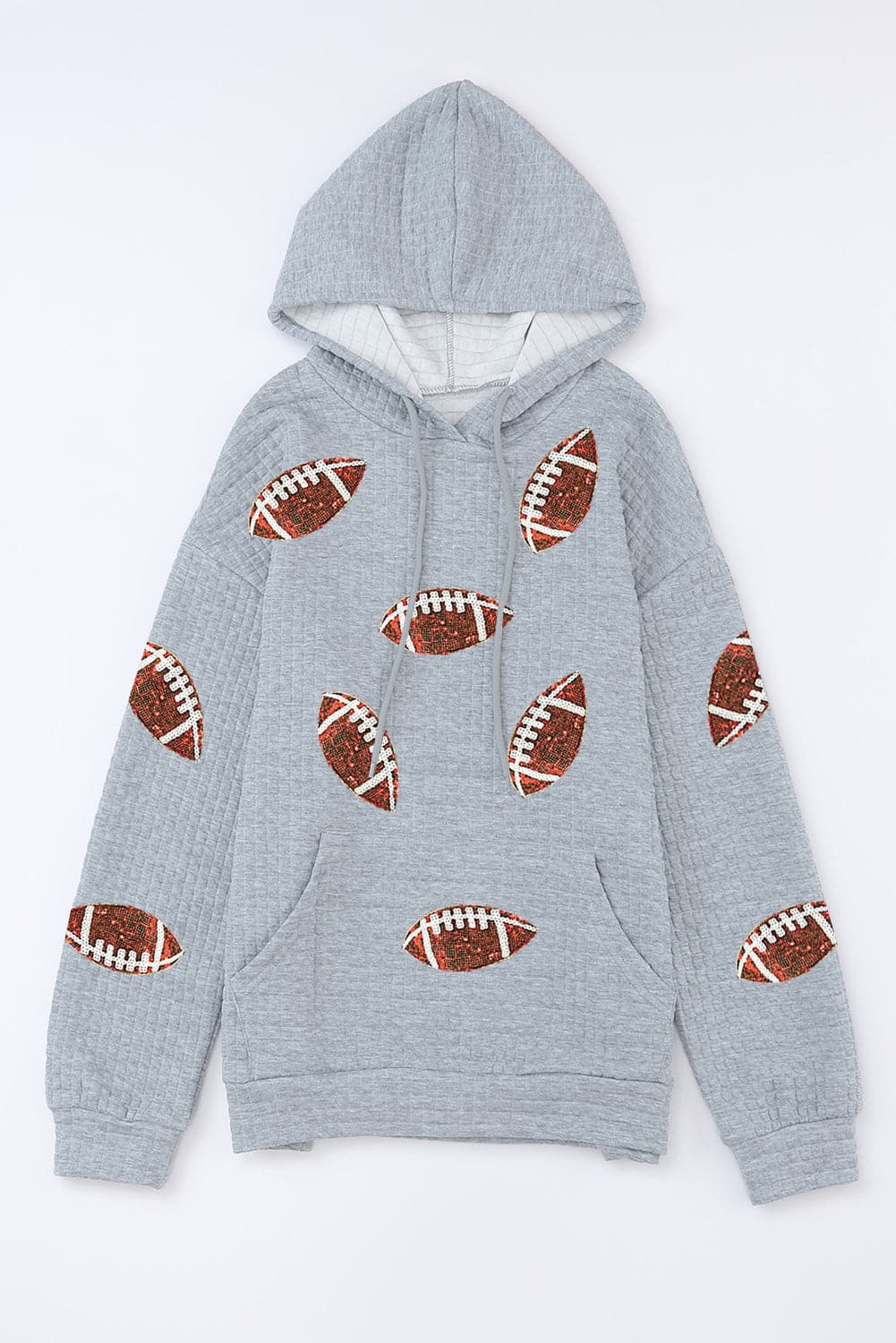 Drawstring Football Long Sleeve Hoodie.