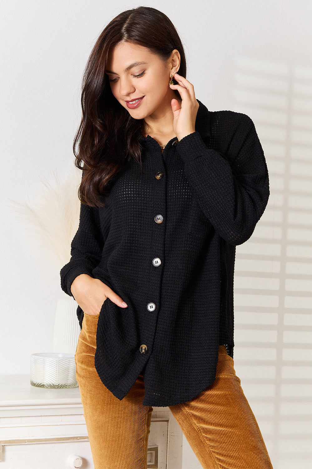 Double Take: Waffle Knit Collared Shirt