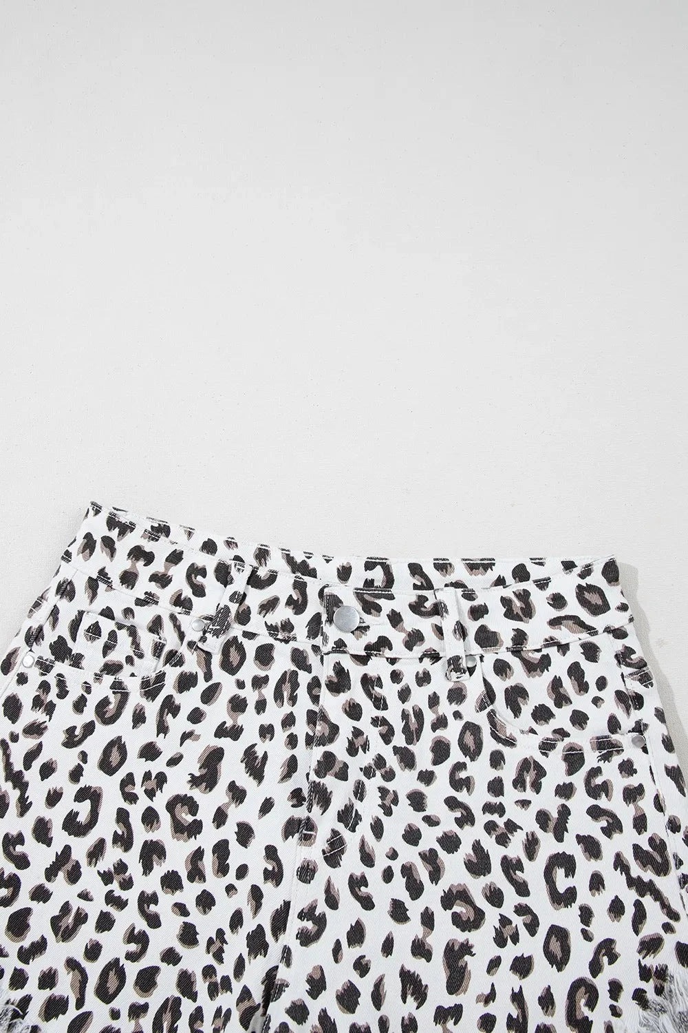 Leopard Frayed Hem Denim Shorts Simply Love