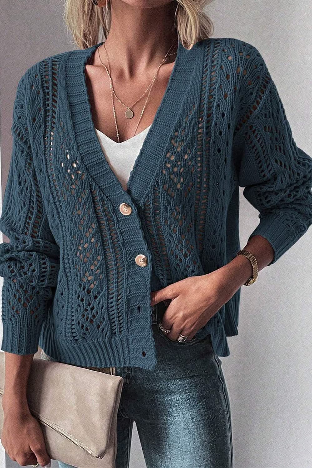 Stylish openwork cardigan - cotton blend - Love Salve 