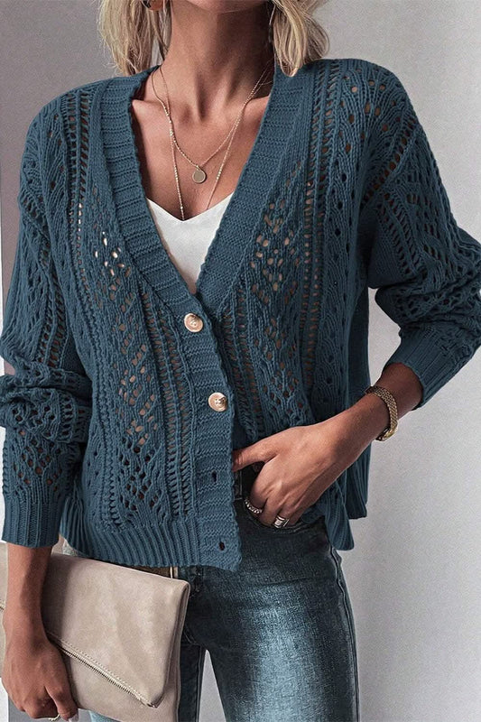 Stylish openwork cardigan - cotton blend - Love Salve 