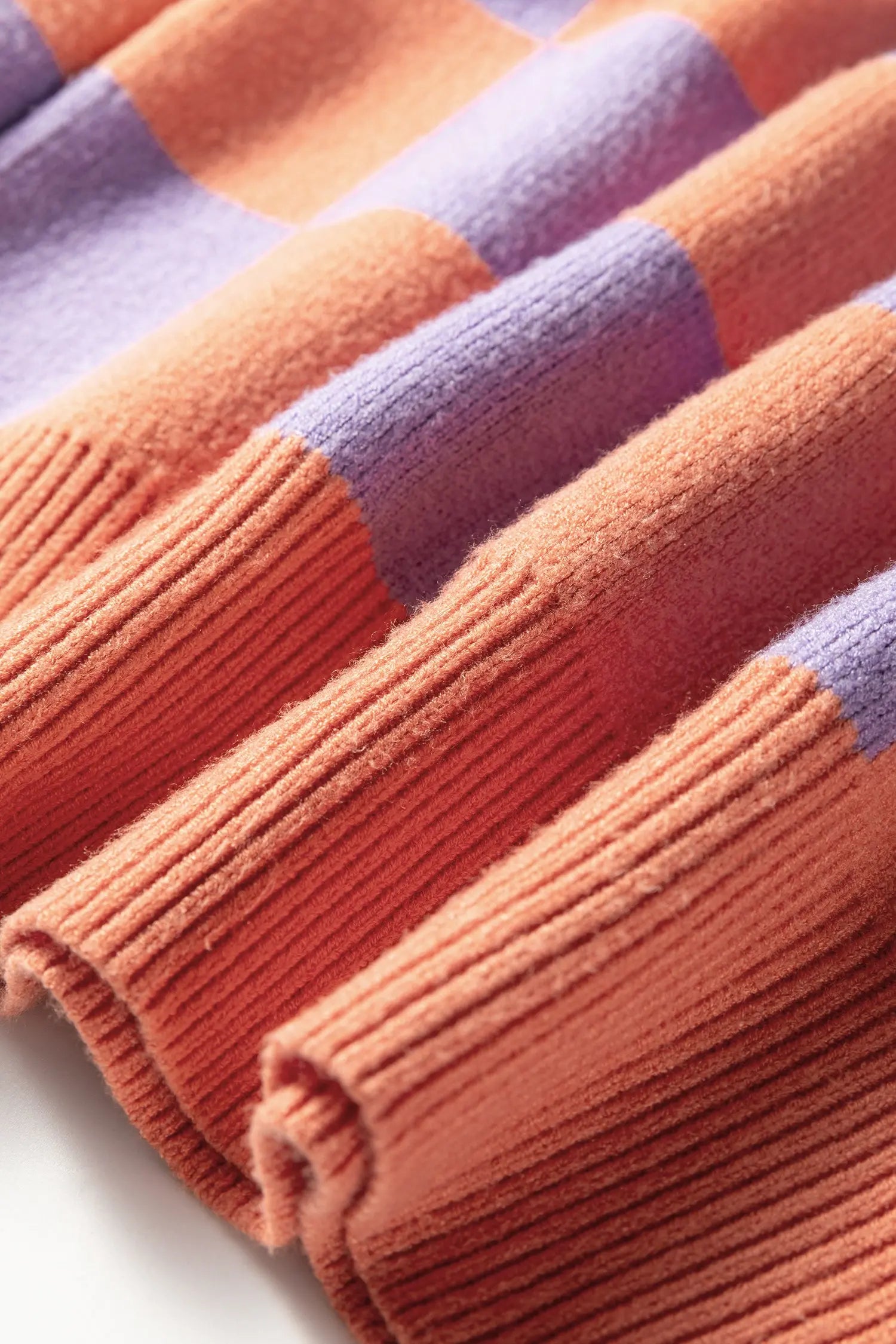 Dear-Lover Orange Knit Sweater Women's Daily Wear Cozy Checkered Knitwear Dear-Lover Dropshipping