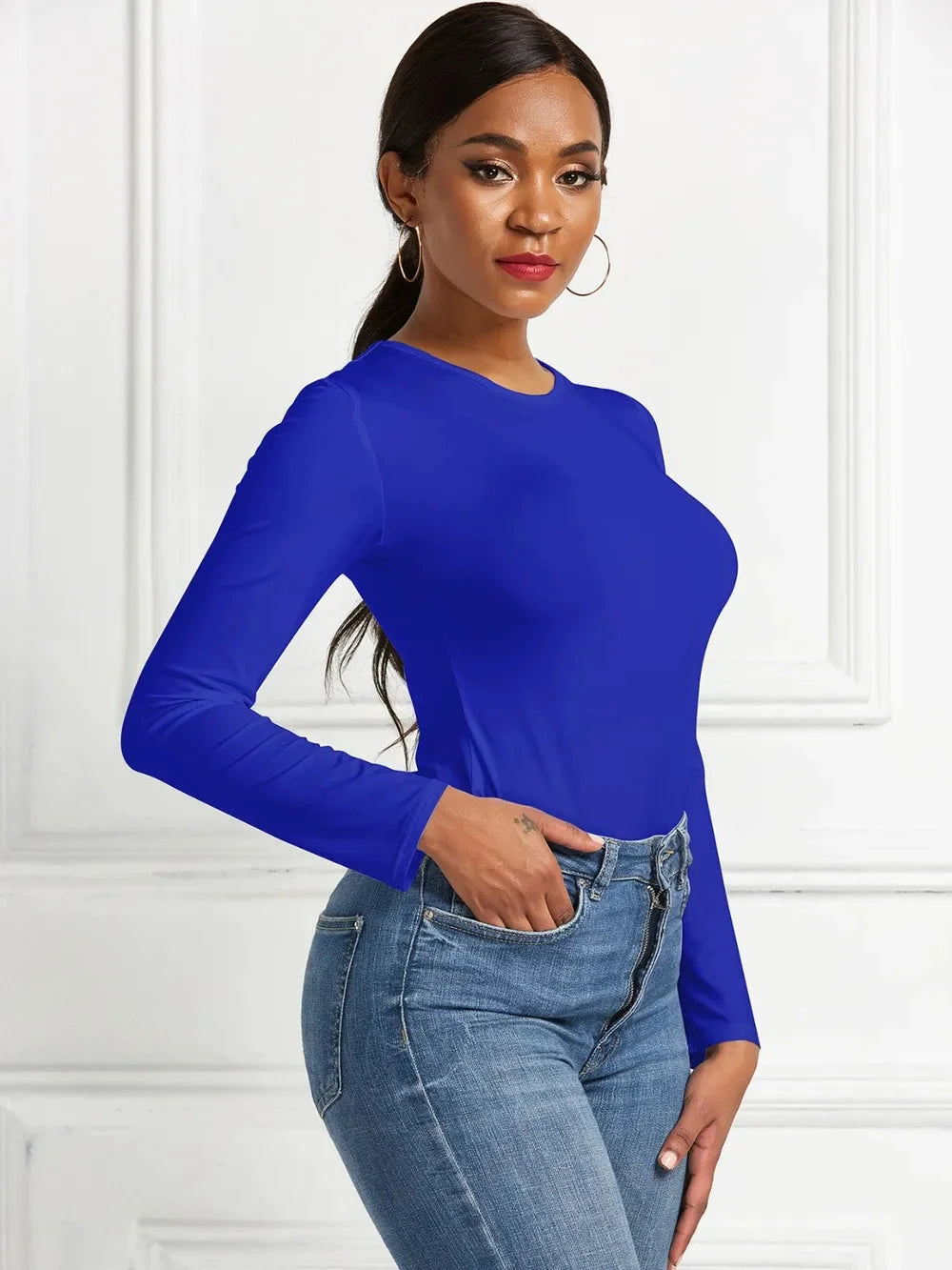 Round Neck Long Sleeve Bodysuit Coco’s Tee Boutique